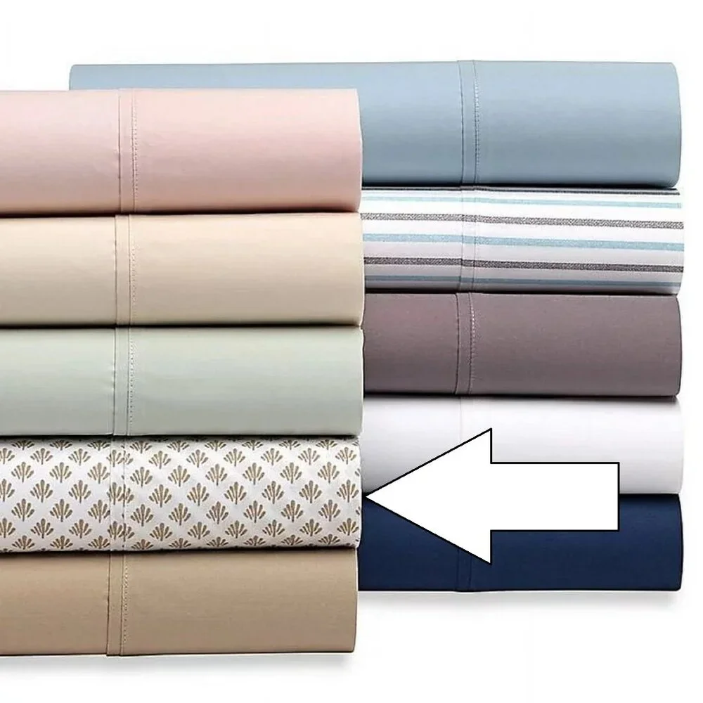 new GEO Brown & White Heartland 325 TC 100% Cotton Percale QUEEN Flat Sheet